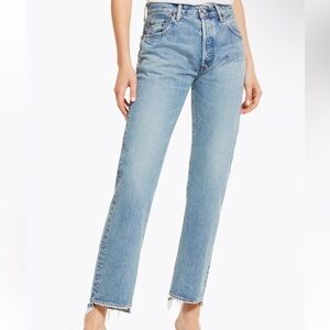 Moussy Vintage High Waist Straight Leg Jeans in Blue Size 29